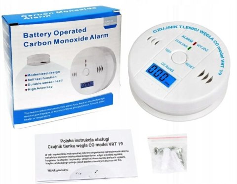 Czujnik Czadu LCD Certyfikowany Biały