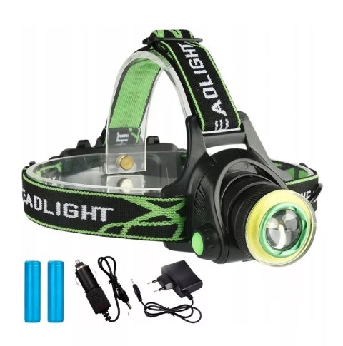 LATARKA MOCNA WODOODPORNA LED CZOŁÓWKA XML T6 RING COB ZOOM 800M