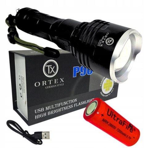 LATARKA SZPERACZ METALOWA BARDZO JASNA MOCNA CREE XHP90 AKUMULATOR USB