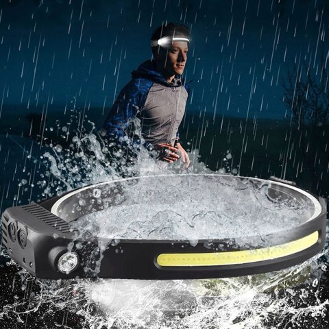 MOCNA LATARKA CZOŁOWA LED REFLEKTOR NA GŁOWĘ COB XPE CZOŁÓWKA CZUJNIK RUCHU