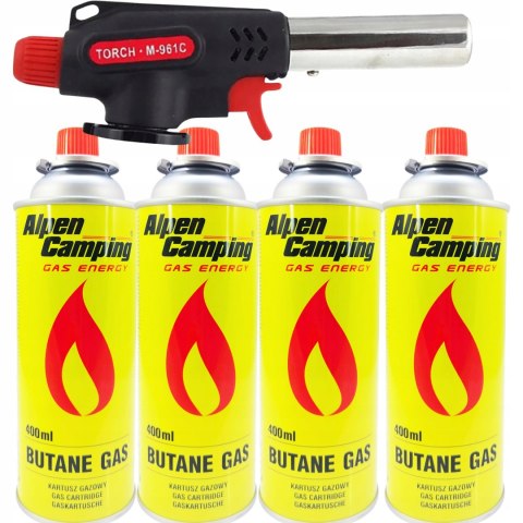 Palnik Gazowy Wielozadaniowy Lutownica 360° Na Kartusz Gaz 4szt.