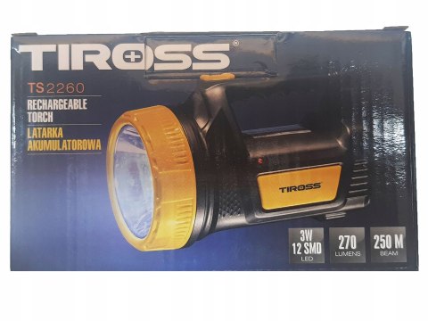 Latarka Szperacz Akumulatorowa Tiross moc 3W 12 LED 1000 mAh TS 2260