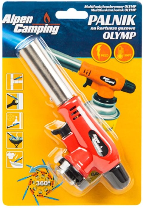 MINI PALNIK GAZOWY MARKOWY OLYMP ALPEN CAMPING 1300W NA KARTUSZE DO KOMINKA
