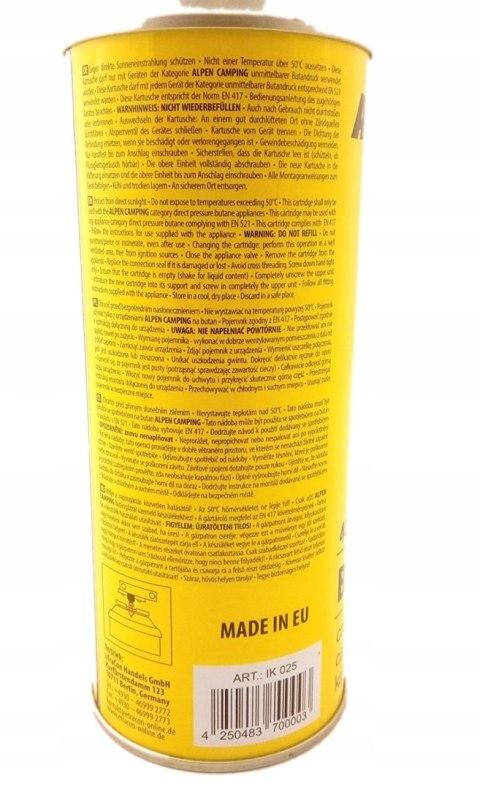 Mini palnik gazowy + 4 x KARTUSZ GAZ NABOJE GAZOWE NABÓJ ALPEN CAMPING 227G