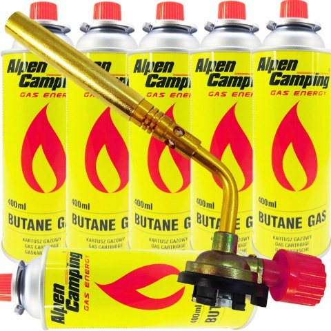 Palnik Gazowy Lutownica Opalarka Na Gaz Kartusz 6 szt. kompletny zestaw