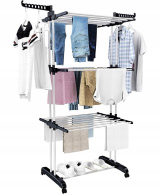 Suszarka na Pranie Stojąca Pionowa na Ubrania i Bieliznę Duża Biała