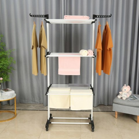 Suszarka na Pranie Stojąca Pionowa na Ubrania i Bieliznę Duża Biała