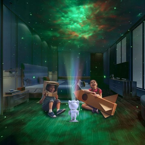 ASTRONAUTA LAMPKA NOCNA PROJEKTOR GWIAZD RZUTNIK DLA DZIECI + PILOT