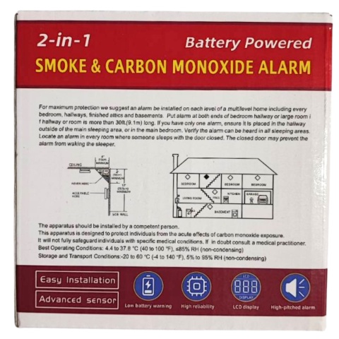 Czujnik Czadu i Dymu Detektor Tlenku Węgla Certyfikowany